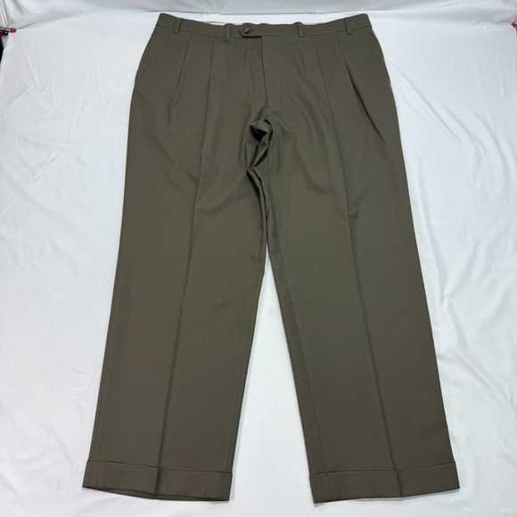 Lauren Ralph Lauren Men 40x29 Total Comfort Wool Dress Pant Brown Pleated Cuffed - Picture 1 of 10